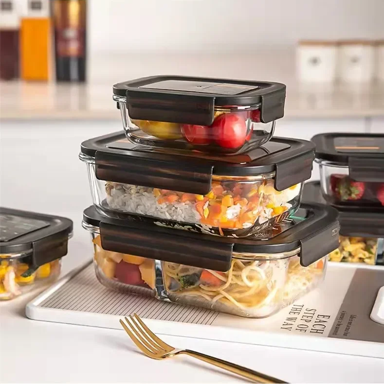 Meal Prep Bowl - Microwave Glass Lunch Box Compartment Bento