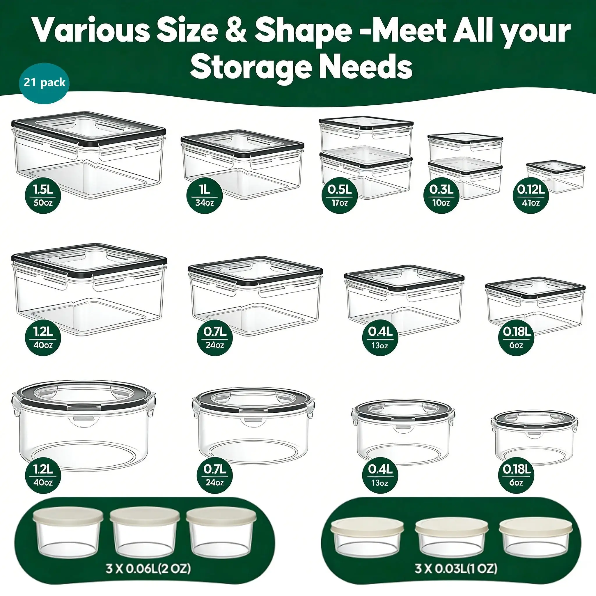 40/42/50/52/62Pcs Large Airtig - огляд і ціна Meal Prep Kitchen
